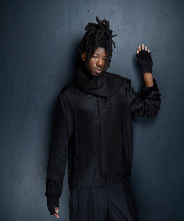 Pure Black Brushed Scarf